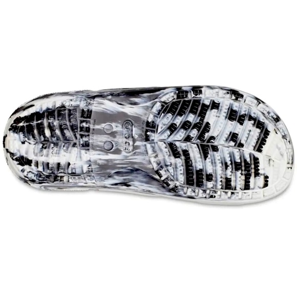 Crocs Classic White/Black Marbled Mens Sandals Size 12 New Never Worn With Tags